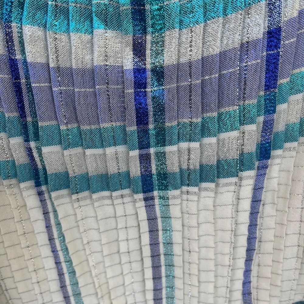 Free People Barcelona Shimmer Plaid Mini Dress Metallic Sparkle Boho Beach Large - Picture 6 of 12